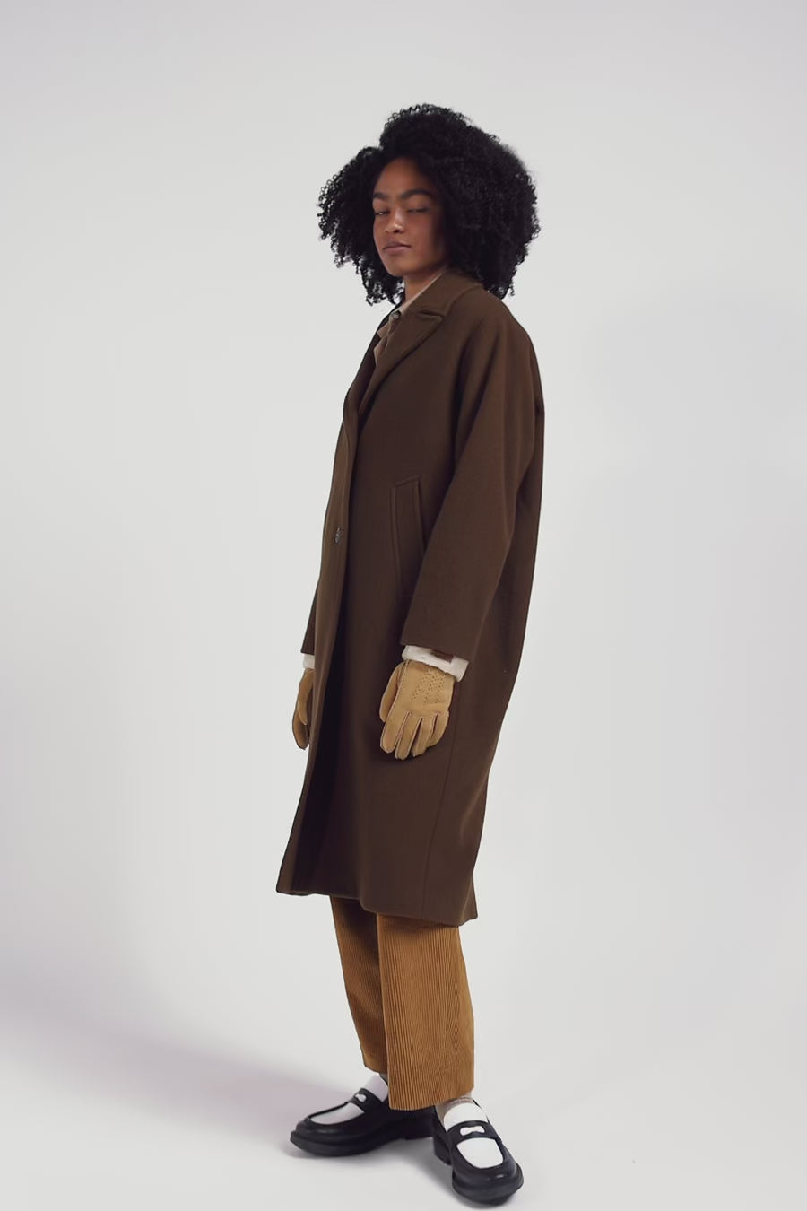 Oversize brown wool blend coat