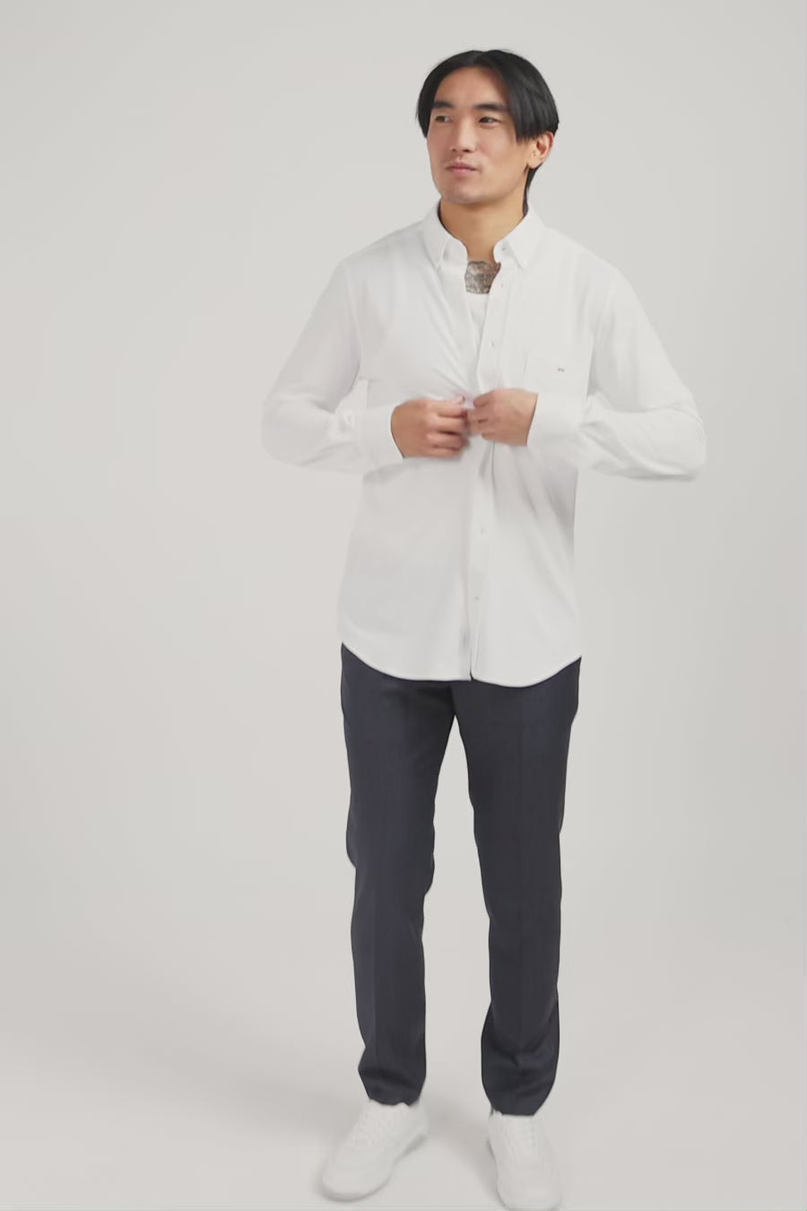 White cotton pinpoint shirt