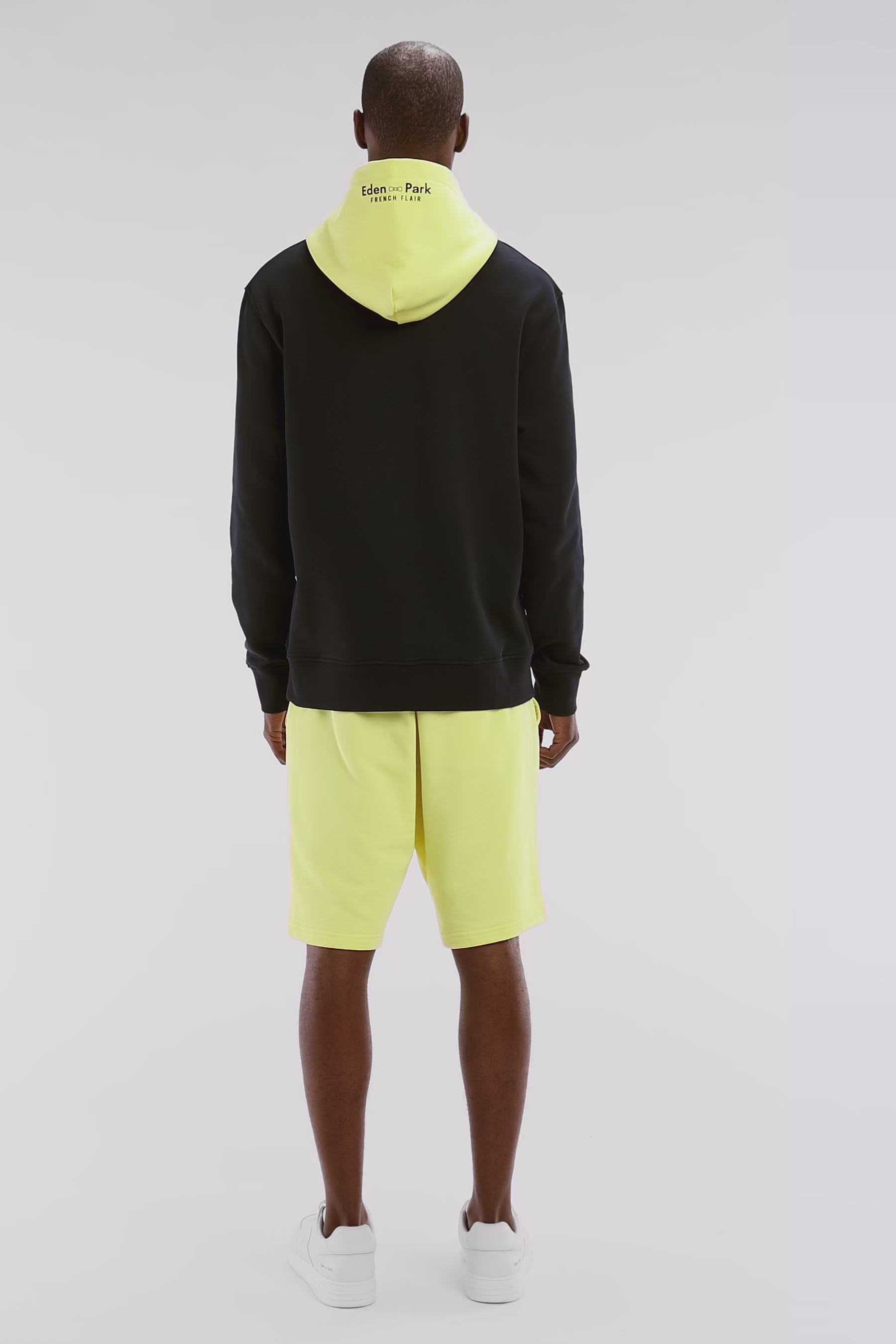 Sweatshirt en molleton coton bicolore jaune coupe décontractée