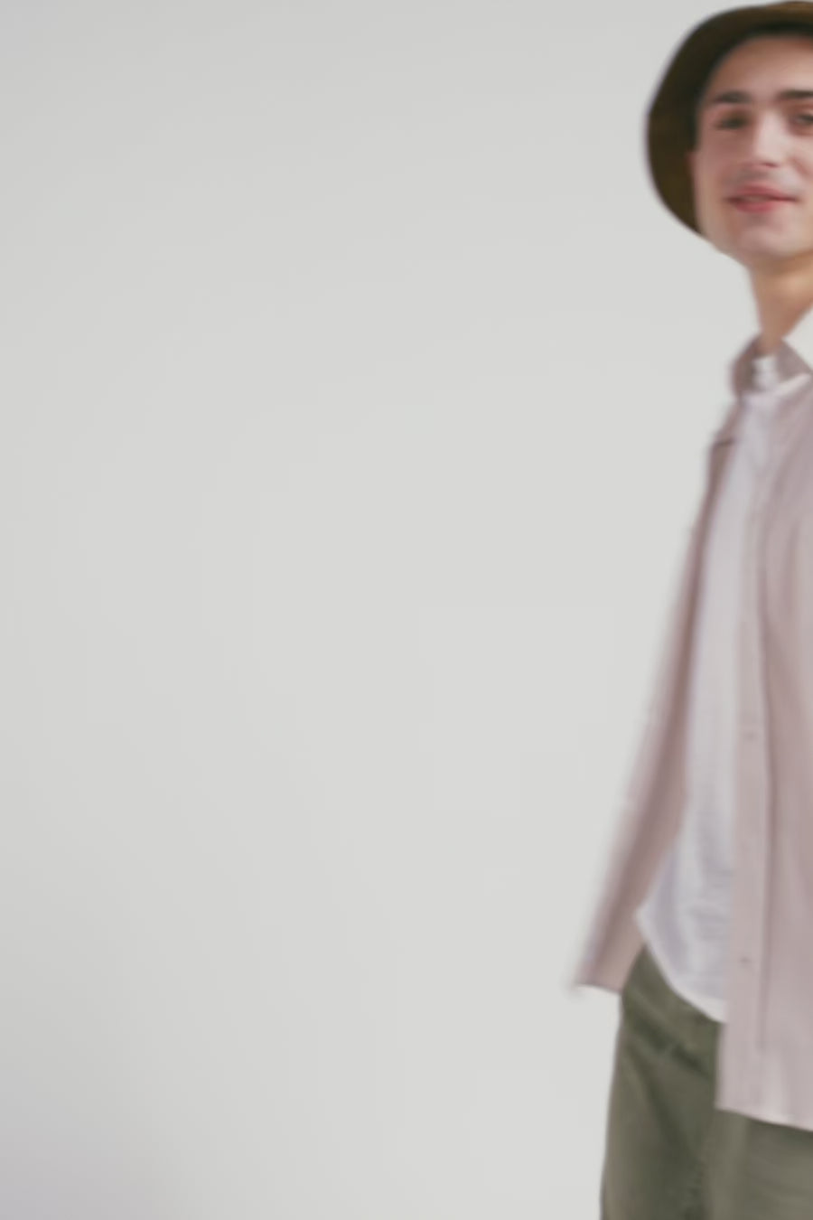 Regular beige cotton poplin shirt with baton stripes