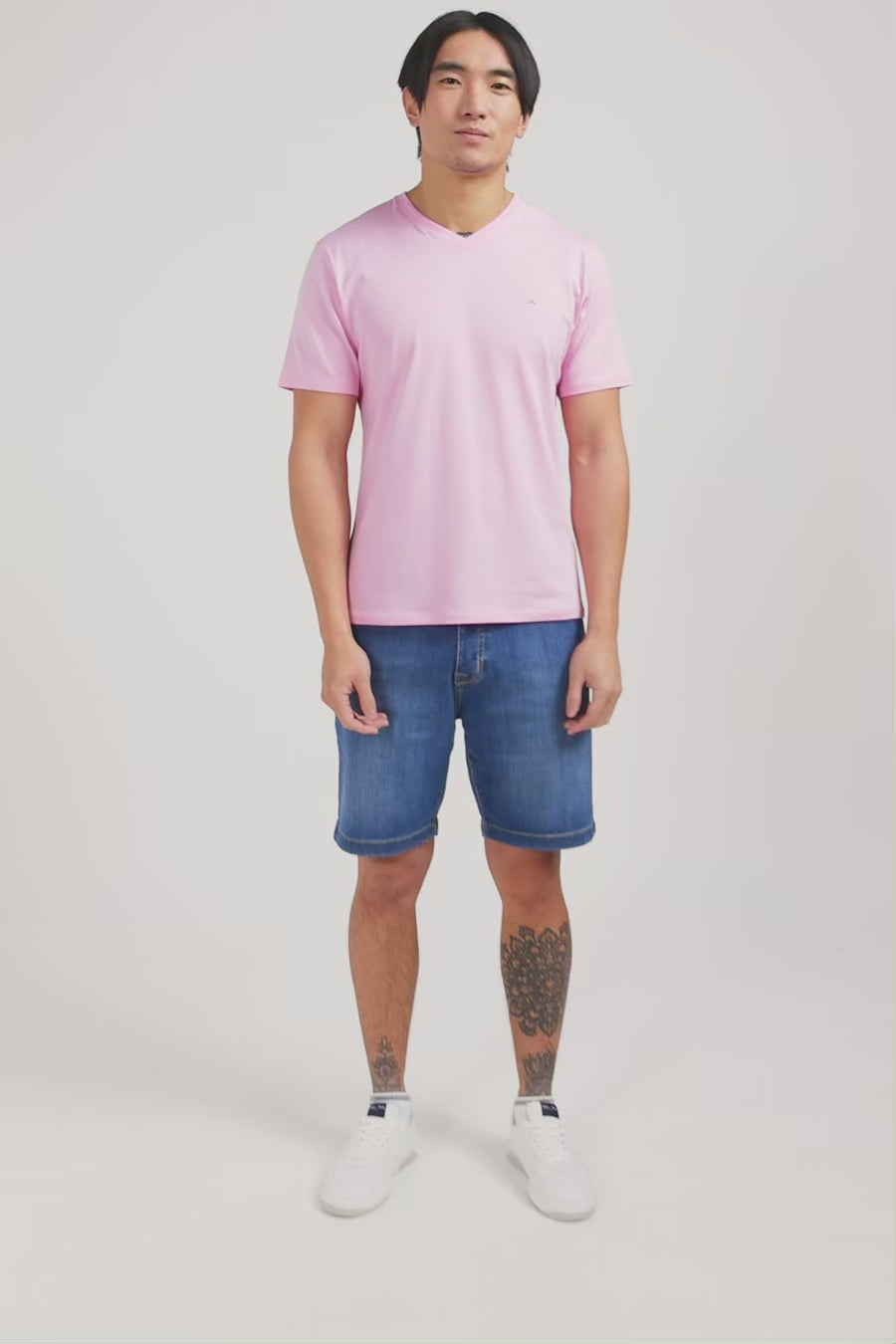 V-neck pink light pima cotton t-shirt