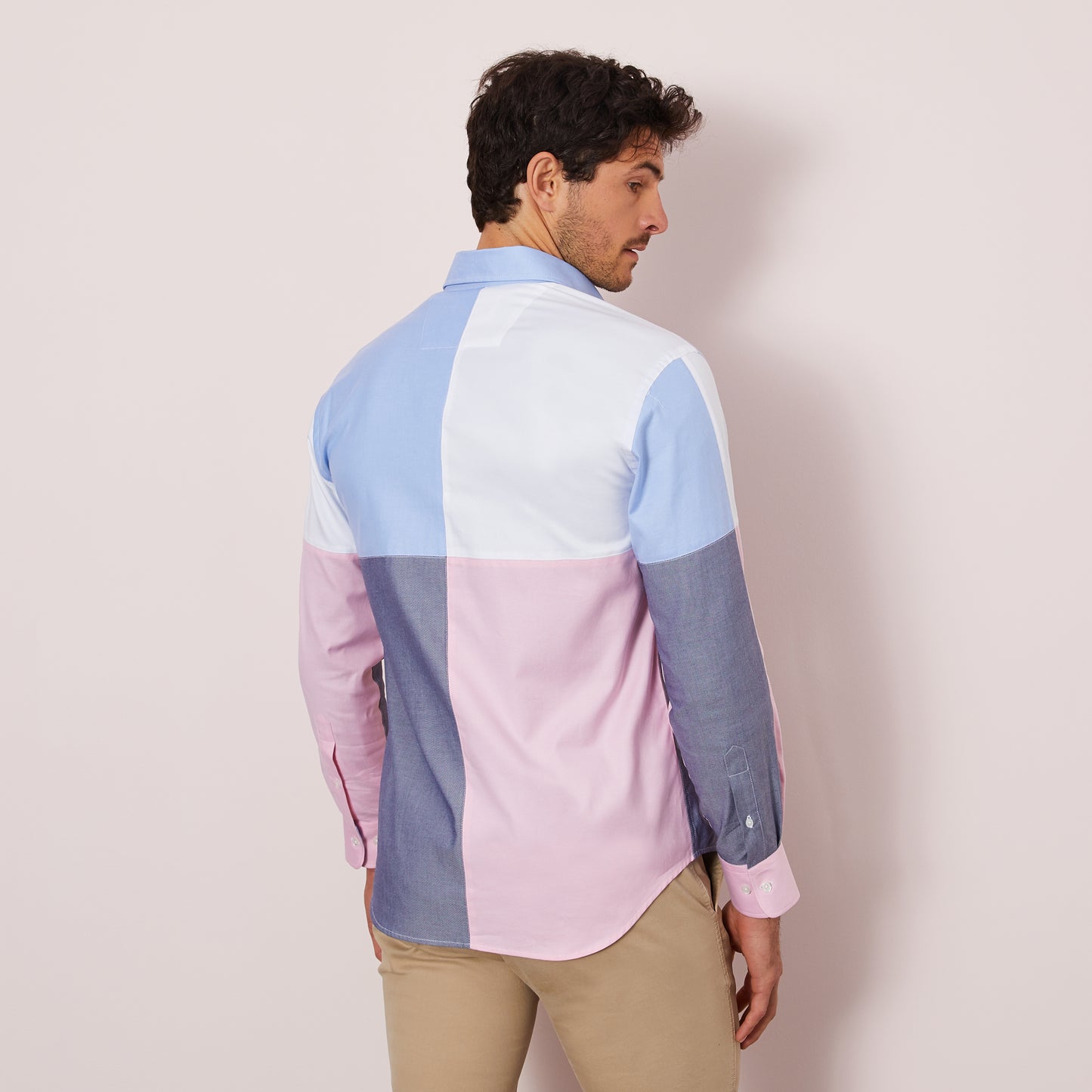 Colour-block shirt in Oxford cotton