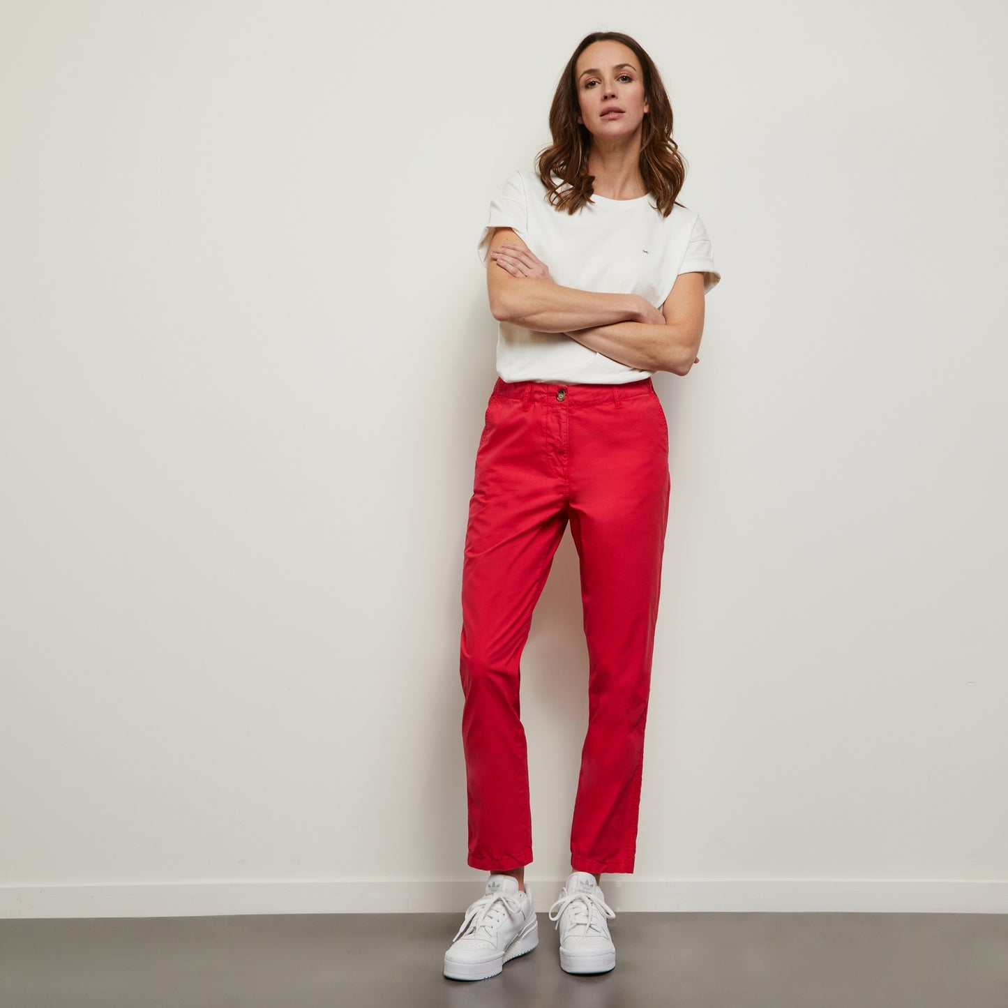 Pink cotton poplin trousers