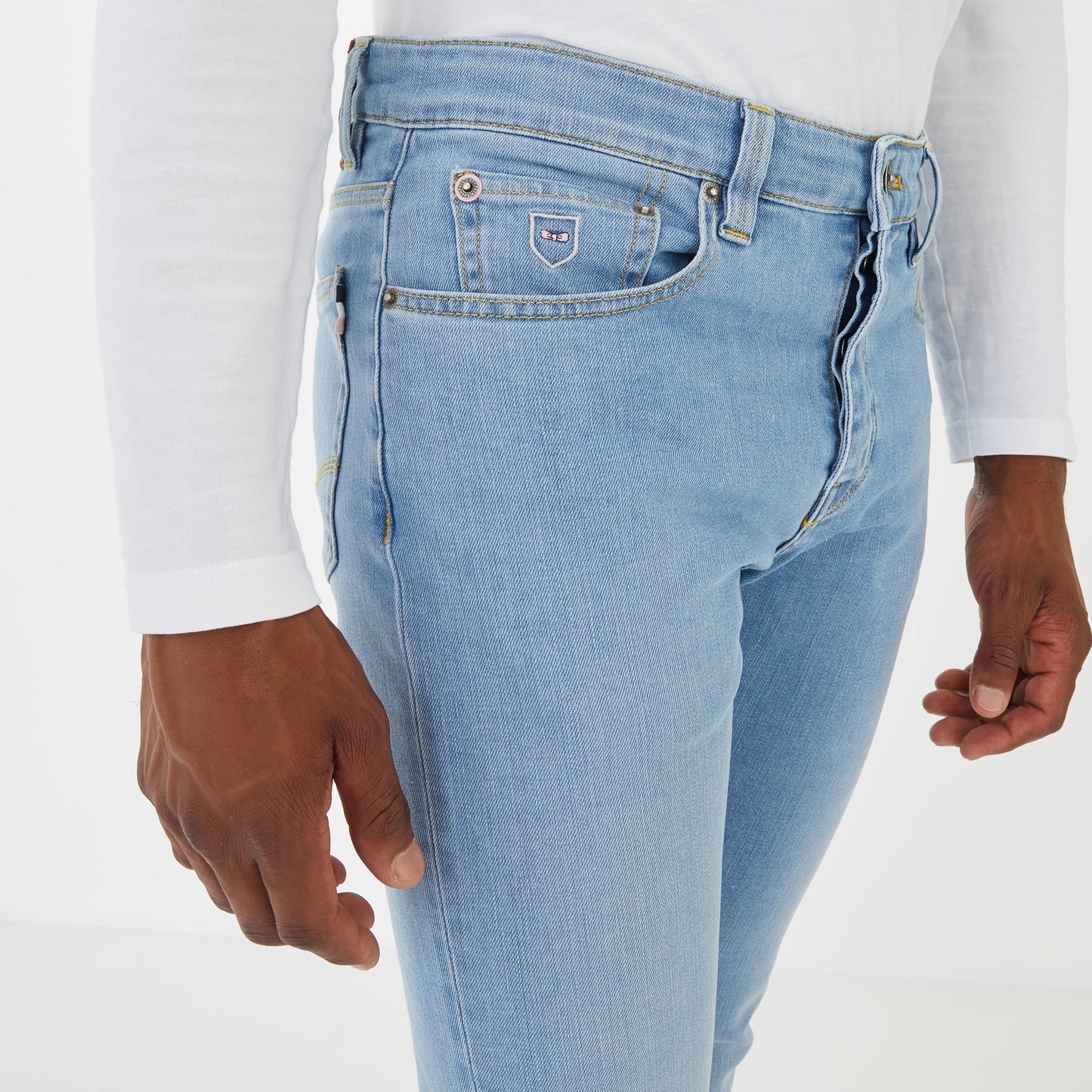 Slim blue jeans