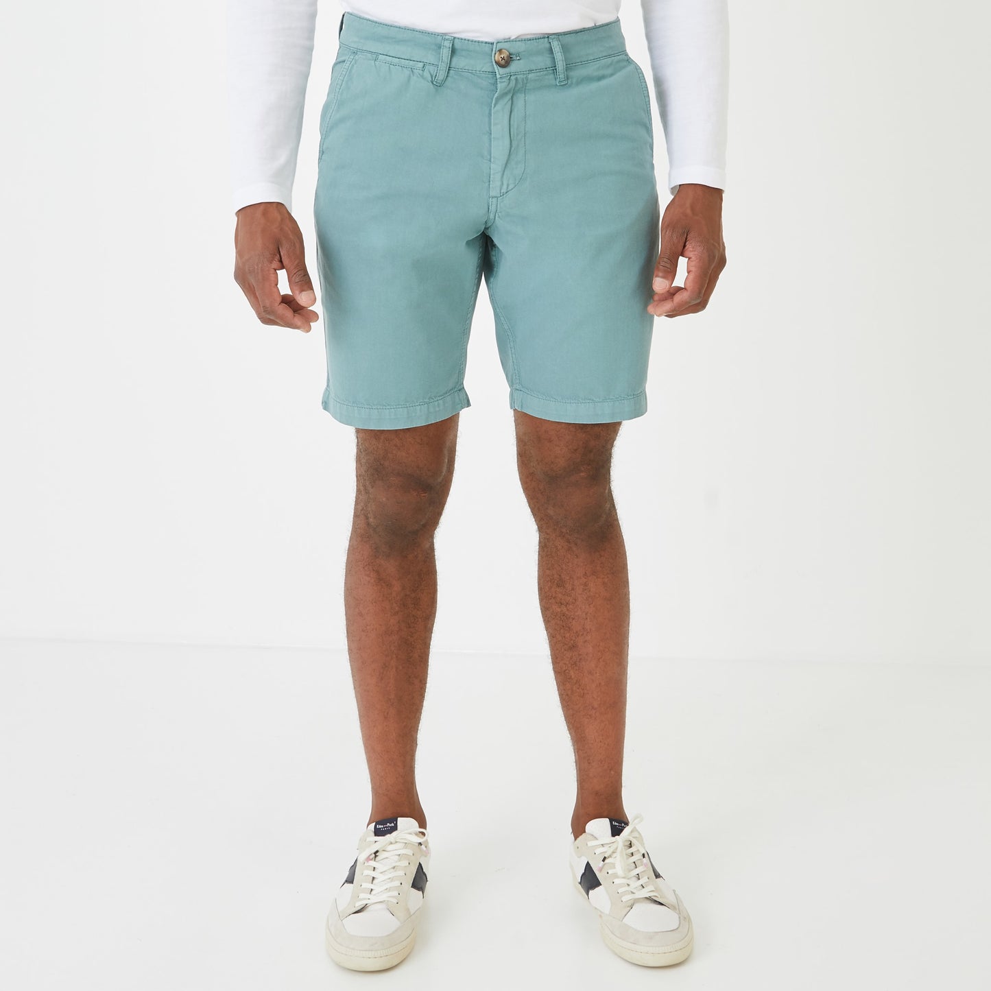 Plain green chino Bermuda shorts