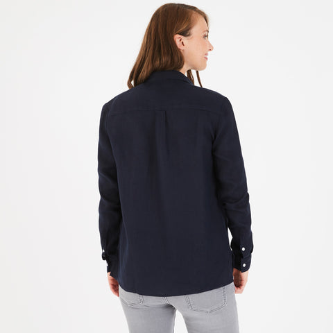 Dark blue linen blouse - Image 3