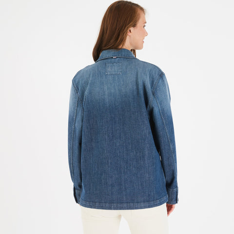 Blue cotton overshirt - Image 3