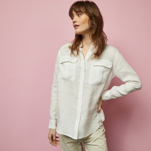 Plain white linen blouse - Image 1