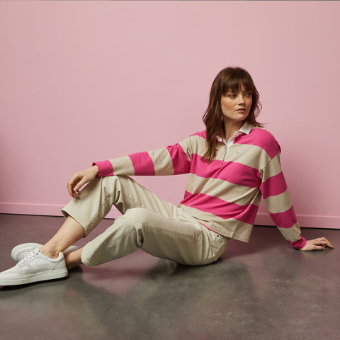 Long-sleeved rugby shirt with wide stripes - Image 2