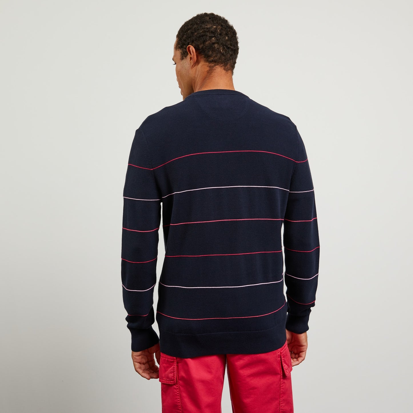 Dark blue striped jumper in combination knit