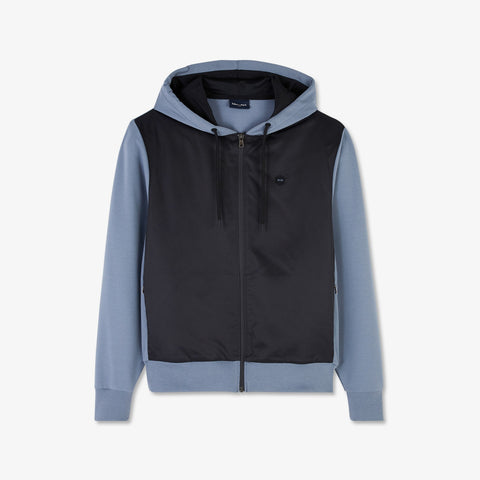 Blue zipped sweatshirt with hood - Image 2