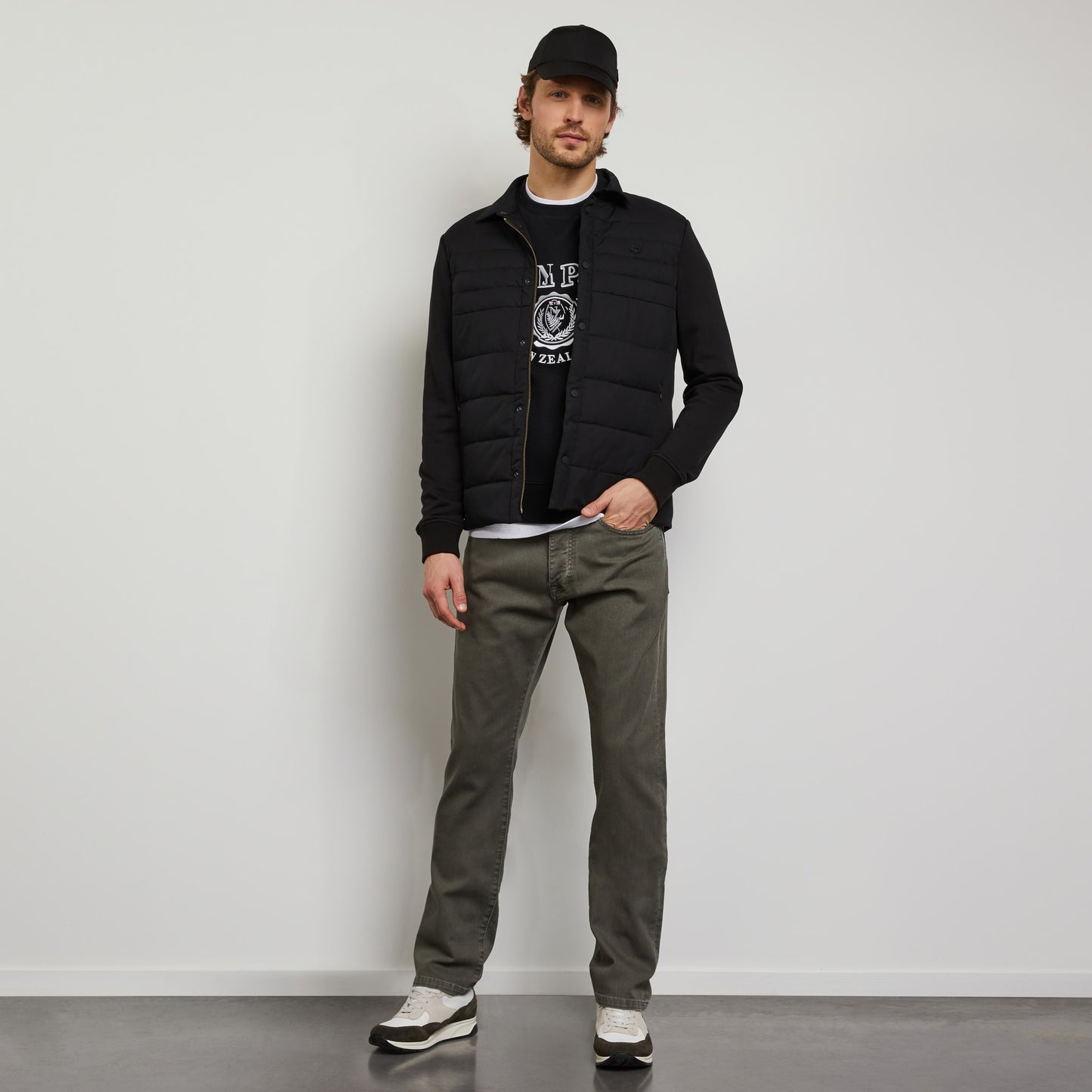 Bi-fabric zipped sweatshirt