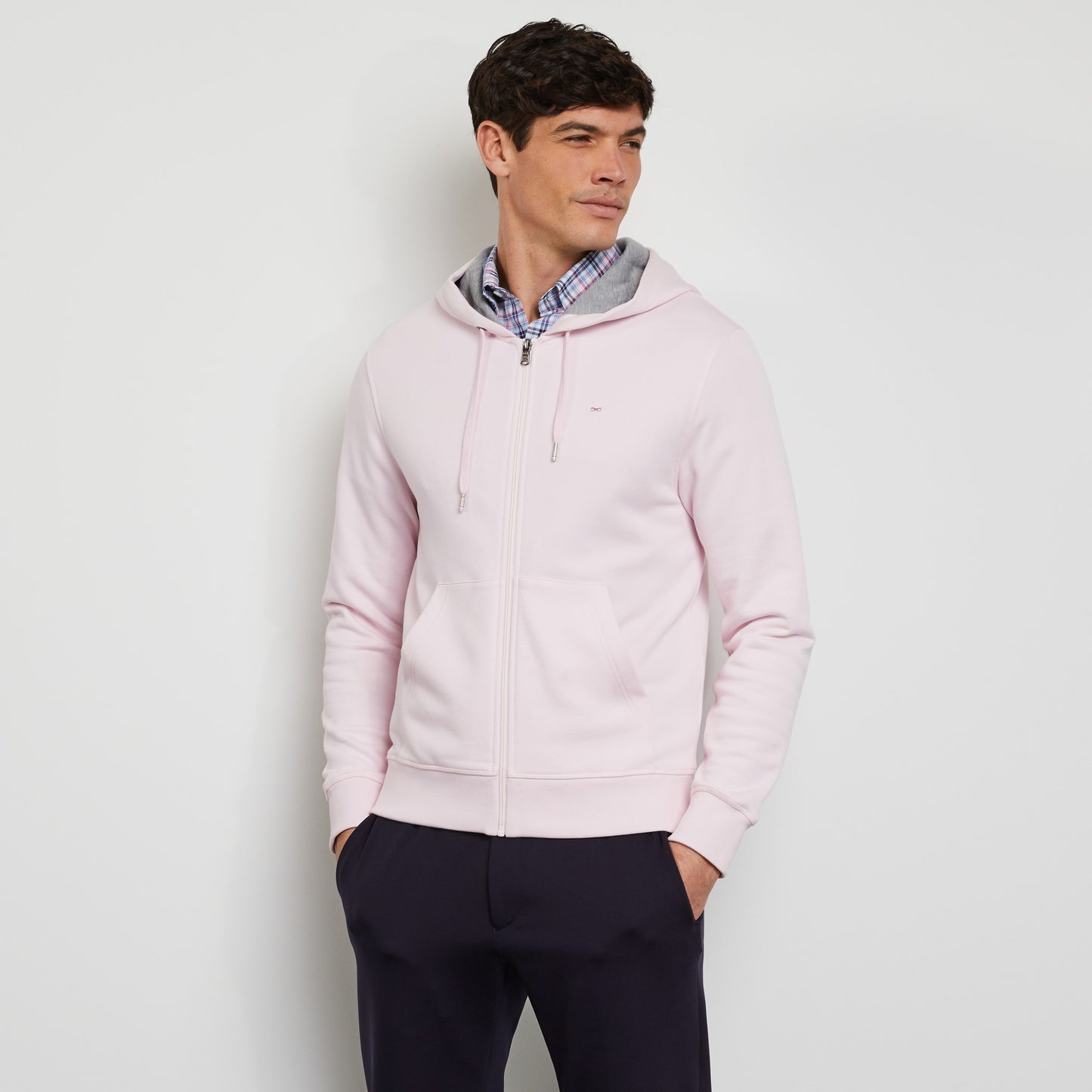 Light pink zipped sweatshirt with hood