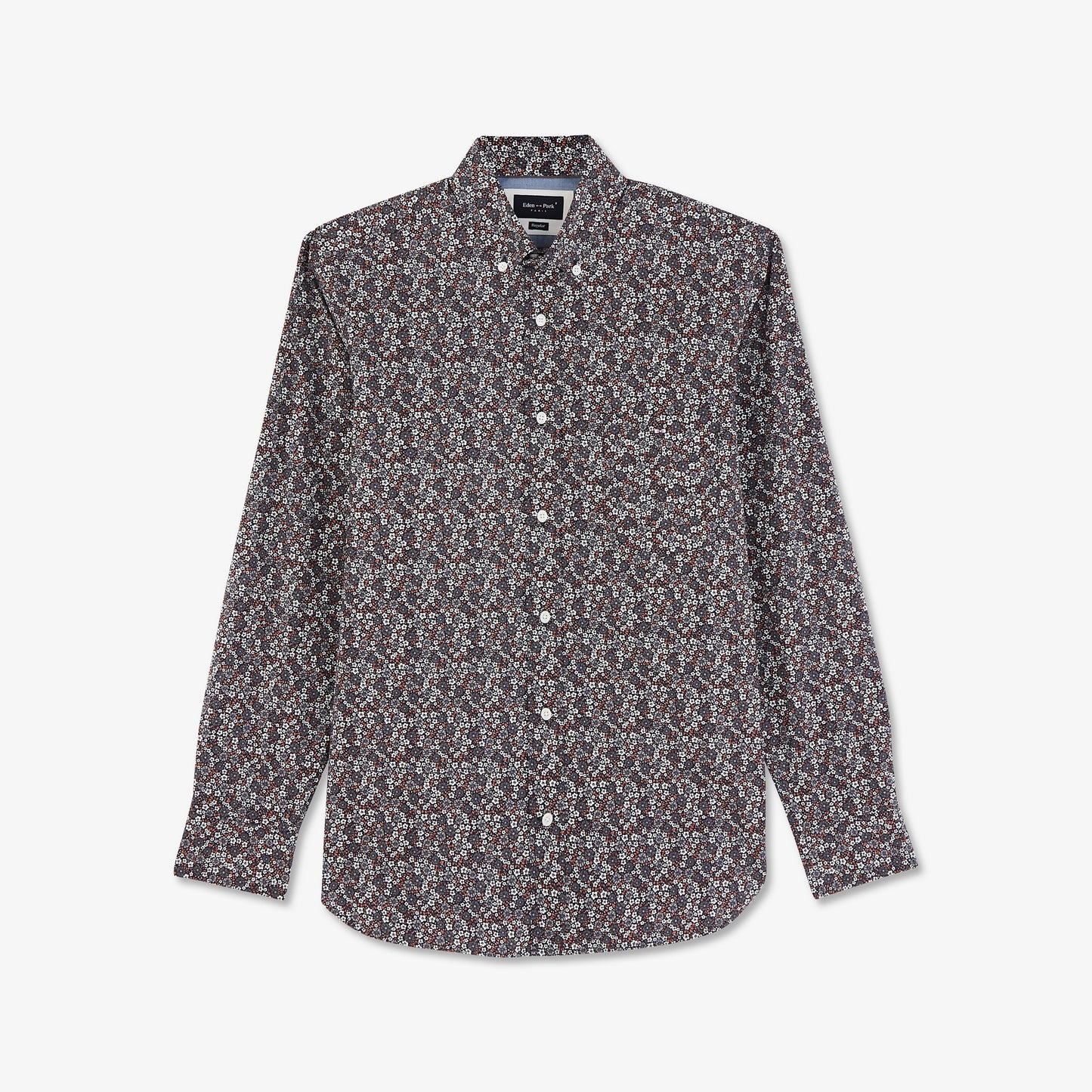 Brown shirt in floral cotton poplin