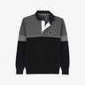 Black and grey cotton jersey-neck sweater