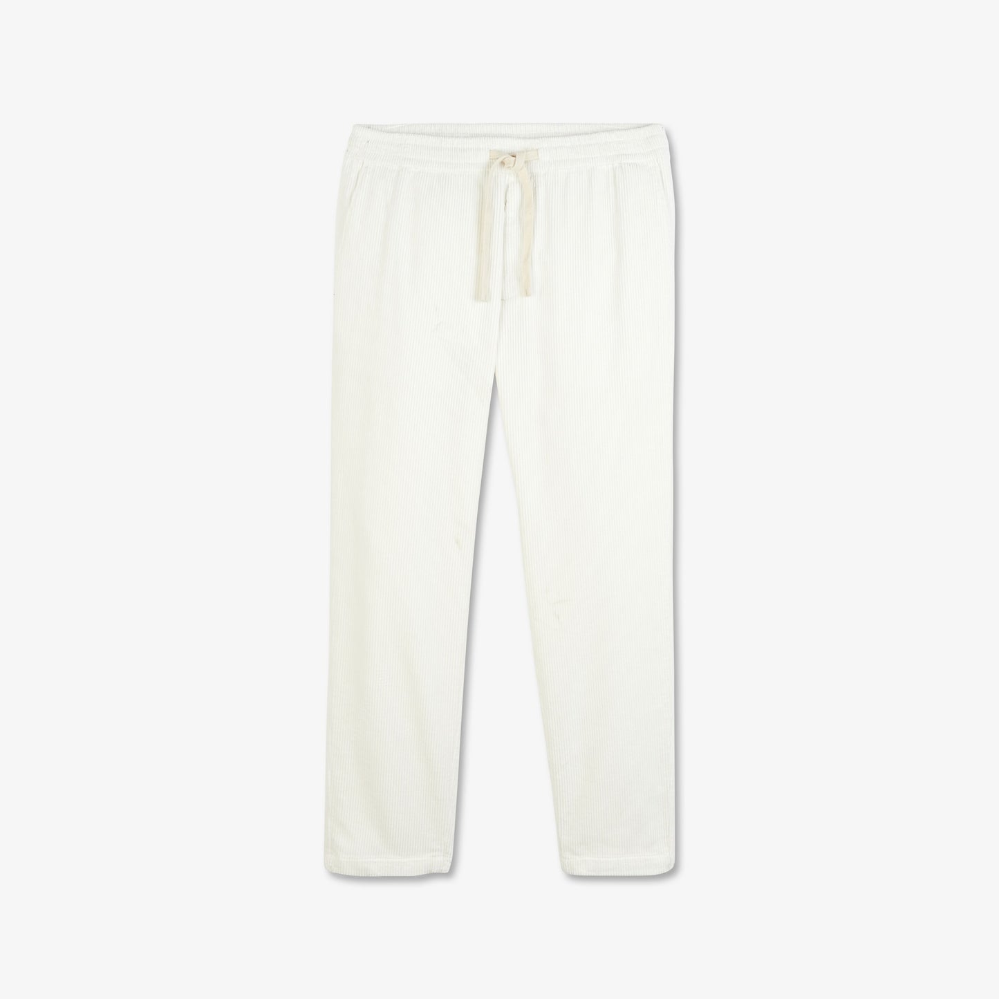 White corduroy chinos with elasticated waist