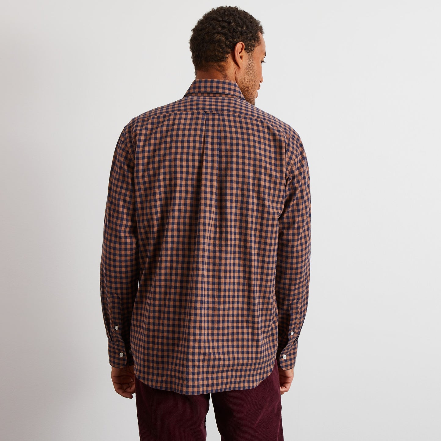 Brown checked shirt in cotton