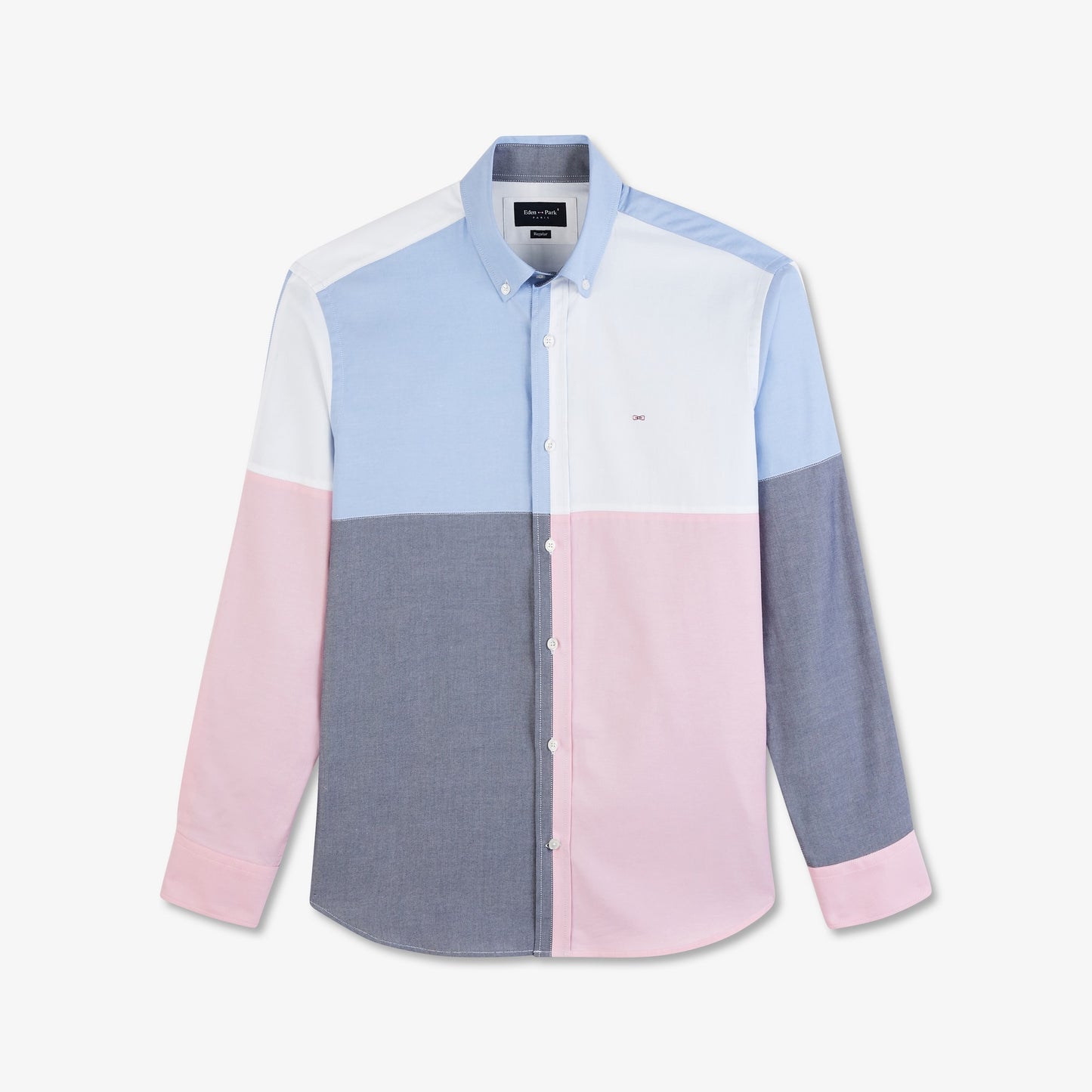 Colour-block shirt in Oxford cotton