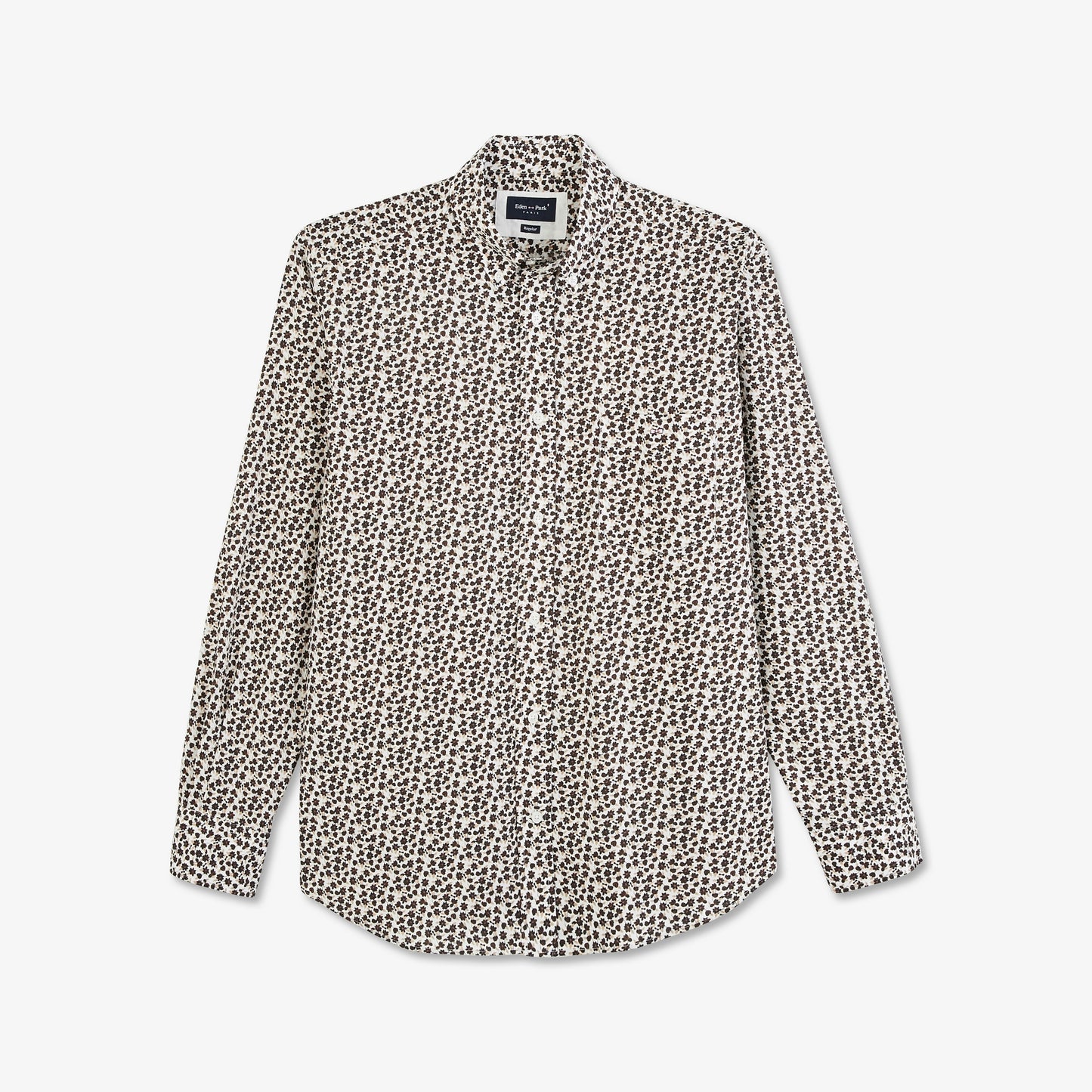 Poplin shirt with an autumn flowers motif