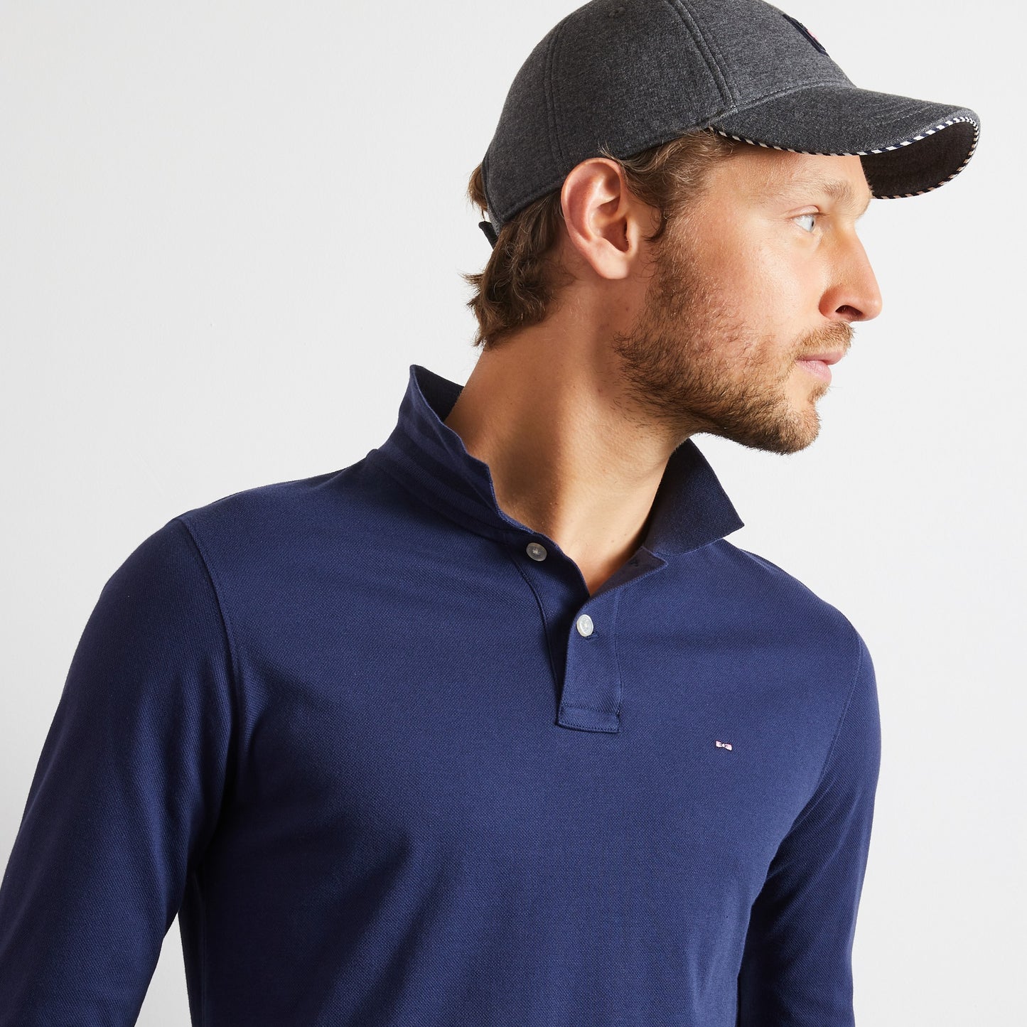 Blue long-sleeved polo