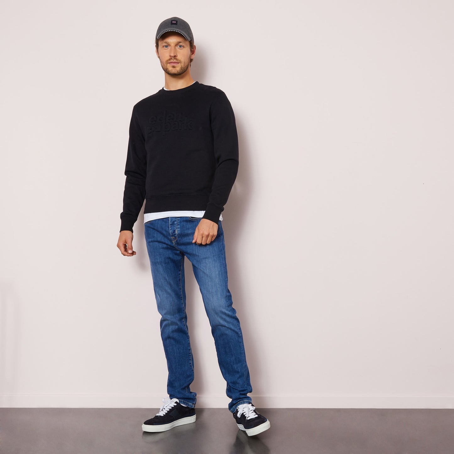 Black sweatshirt with embossed logo