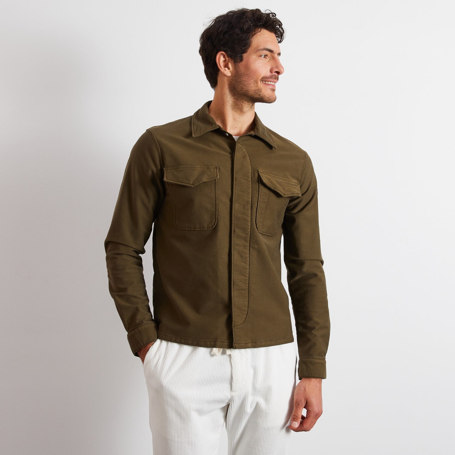 Khaki twill overshirt